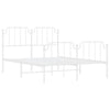 Stella Homewares Metal Bed Frame without Mattress with Footboard White 135x190 cm