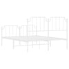 Stella Homewares Metal Bed Frame without Mattress with Footboard White 135x190 cm