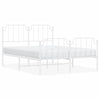 Stella Homewares Metal Bed Frame without Mattress with Footboard White 150x200 cm