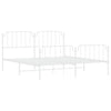 Stella Homewares Metal Bed Frame without Mattress with Footboard White 183x203 cm King