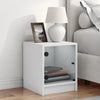 Stella Homewares Bedside Cabinet with Glass Door White 35x37x42 cm