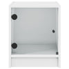 Stella Homewares Bedside Cabinet with Glass Door White 35x37x42 cm
