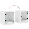 Stella Homewares Bedside Cabinet with Glass Door White 35x37x42 cm