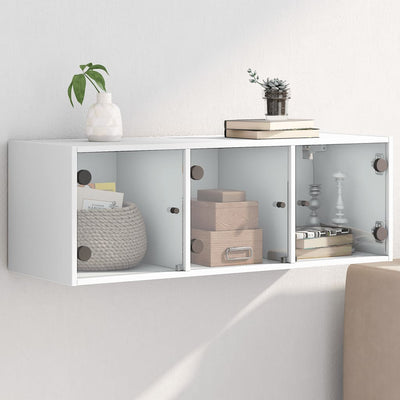 Stella Homewares Wall Cabinet with Glass Doors White 102x37x35 cm