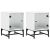 Stella Homewares Bedside Cabinets with Glass Doors 2 pcs White 35x37x50 cm