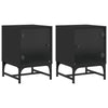 Stella Homewares Bedside Cabinets with Glass Doors 2 pcs Black 35x37x50 cm