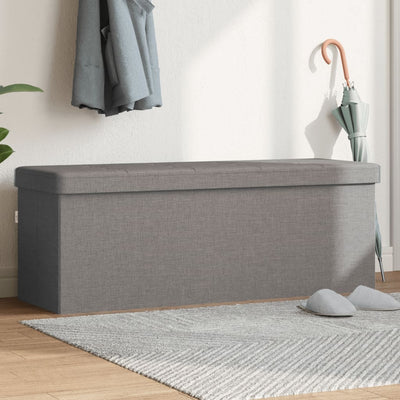 Stella Homewares Storage Bench Foldable Light Grey Faux Linen