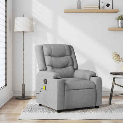 Stella Homewares Massage Recliner Chair Light Grey Fabric