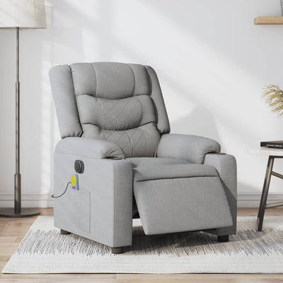 Stella Homewares Electric Massage Recliner Chair Light Grey Fabric