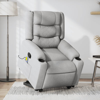 Stella Homewares Stand up Massage Recliner Chair Light Grey Fabric