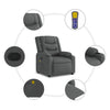 Stella Homewares Stand up Massage Recliner Chair Dark Grey Fabric