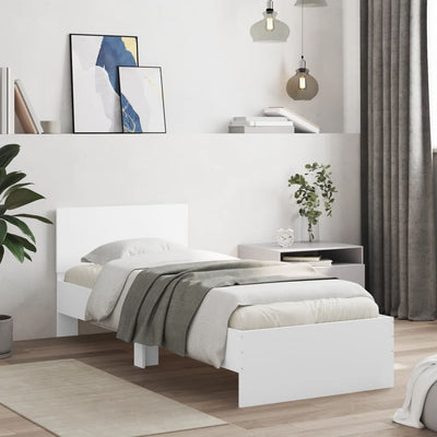 Stella Homewares Bed Frame without Mattress with Headboard White 90x190 cm