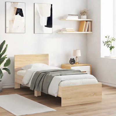 Stella Homewares Bed Frame without Mattress with Headboard Sonoma Oak 90x190 cm
