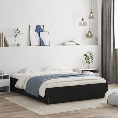Stella Homewares Bed Frame with Drawers without Mattress Black 150x200 cm