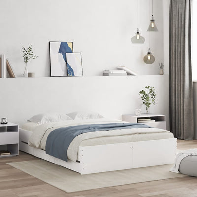 Stella Homewares Bed Frame with Drawers without Mattress White 135x190 cm