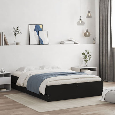 Stella Homewares Bed Frame with Drawers without Mattress Black 135x190 cm