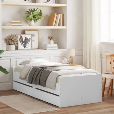 Stella Homewares Bed Frame with Drawers without Mattress White 90x190 cm