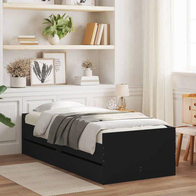 Stella Homewares Bed Frame with Drawers without Mattress Black 90x190 cm