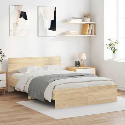 Stella Homewares Bed Frame without Mattress Sonoma Oak 135x190 cm