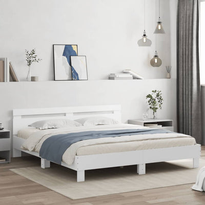 Stella Homewares Bed Frame with LED without Mattress White 183x203 cm King