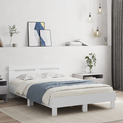 Stella Homewares Bed Frame with LED without Mattress White 135x190 cm