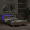 Stella Homewares Bed Frame with LED without Mattress Sonoma Oak 135x190 cm