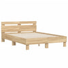 Stella Homewares Bed Frame with LED without Mattress Sonoma Oak 135x190 cm