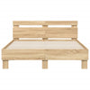 Stella Homewares Bed Frame with LED without Mattress Sonoma Oak 135x190 cm