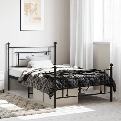 Stella Homewares Metal Bed Frame without Mattress with Footboard Black 107x203 cm King Single
