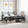 Stella Homewares Metal Bed Frame without Mattress with Footboard Black 135x190 cm