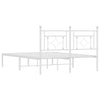 Stella Homewares Metal Bed Frame without Mattress with Headboard White 135x190 cm