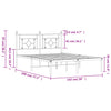 Stella Homewares Metal Bed Frame without Mattress with Headboard White 135x190 cm