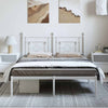 Stella Homewares Metal Bed Frame without Mattress with Headboard White 150x200 cm