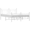 Stella Homewares Metal Bed Frame without Mattress with Footboard White 150x200 cm