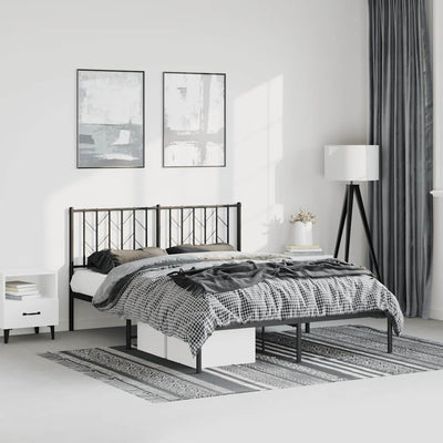 Stella Homewares Metal Bed Frame without Mattress with Headboard Black 150x200 cm