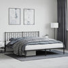 Stella Homewares Metal Bed Frame without Mattress with Headboard Black 183x203 cm King