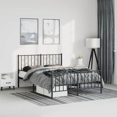 Stella Homewares Metal Bed Frame without Mattress with Footboard Black 150x200 cm
