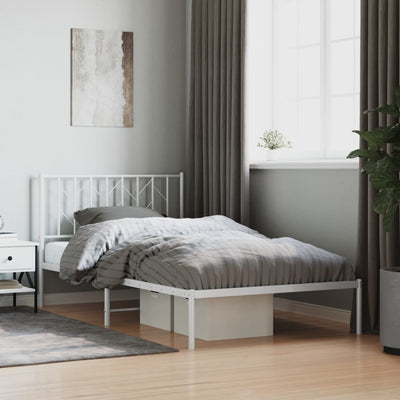 Stella Homewares Metal Bed Frame without Mattress with Headboard White 107x203 cm King Single