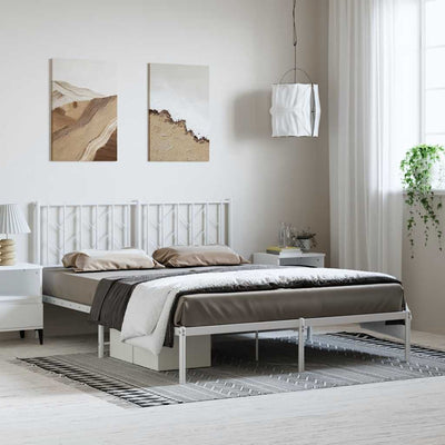Stella Homewares Metal Bed Frame without Mattress with Headboard White 150x200 cm
