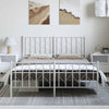 Stella Homewares Metal Bed Frame without Mattress with Footboard White 150x200 cm