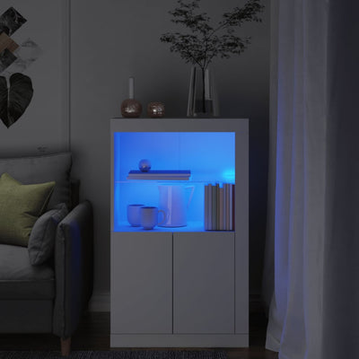 Stella Homewares Side Cabinet with LED Lights White Engineered Wood