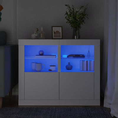Stella Homewares Side Cabinets with LED Lights 2 pcs White Engineered Wood