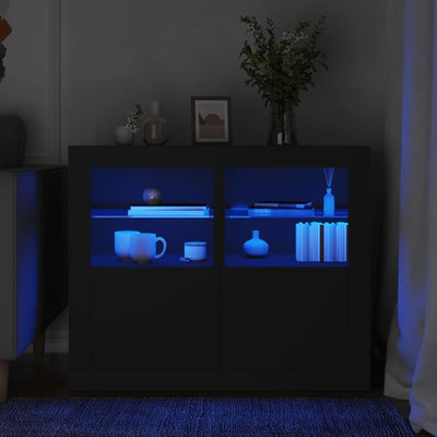 Stella Homewares Side Cabinets with LED Lights 2 pcs Black Engineered Wood
