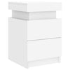 Stella Homewares Bedside Cabinet with LED Lights White 35x39x55 cm