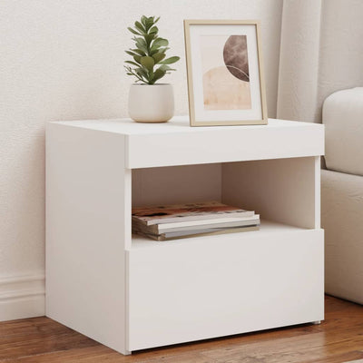Stella Homewares Bedside Cabinets with LED Lights 2 pcs White 50x40x45 cm