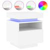 Stella Homewares Bedside Cabinet with LED Lights White 40x39x48.5 cm