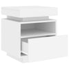 Stella Homewares Bedside Cabinet with LED Lights White 40x39x48.5 cm