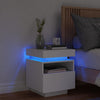 Stella Homewares Bedside Cabinet with LED Lights White 40x39x48.5 cm