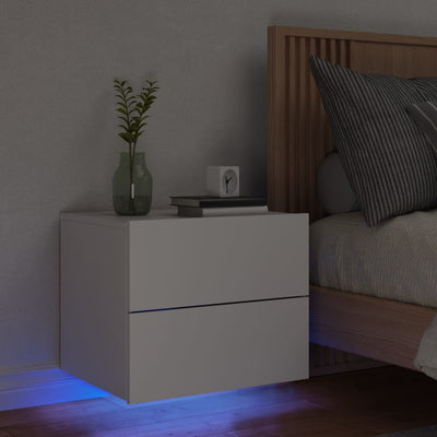 Stella Homewares Wall-mounted Bedside Cabinet with LED Lights White