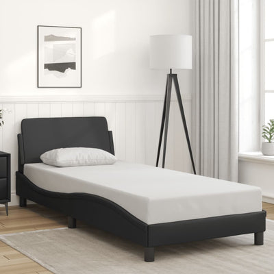 Stella Homewares Bed Frame without Mattress Black 90x190 cm Faux Leather